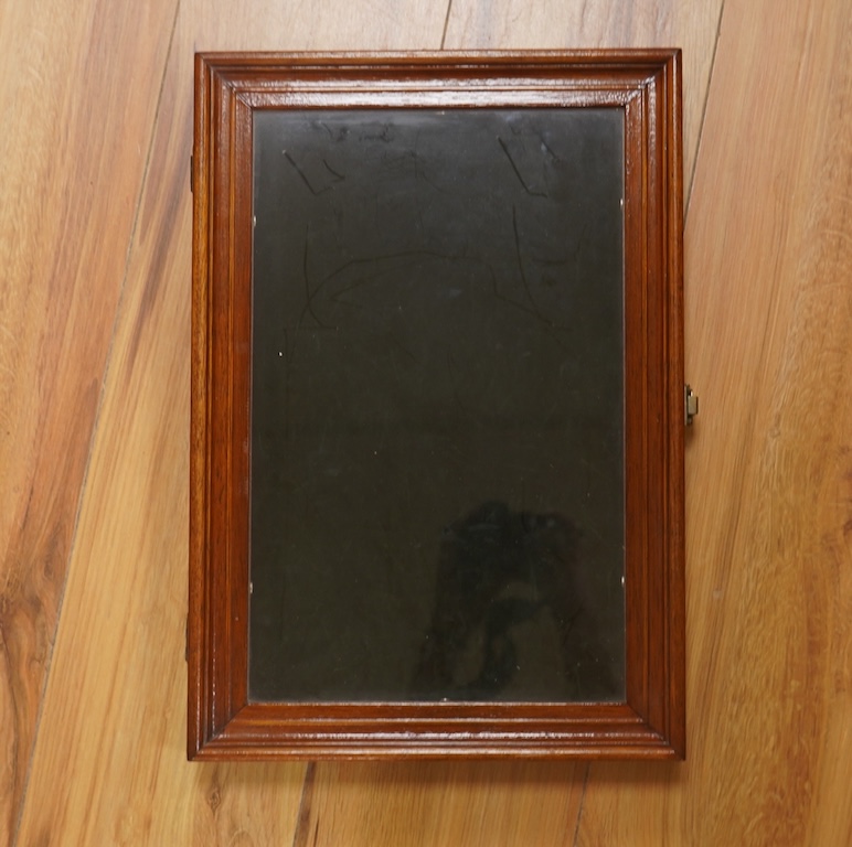 A collection of five small portable wooden and glass jewellery display cases. 4cm high x 40.5cm wide x 28cm deep. Condition - good